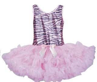  POPATU Pink & Black Zebra Sparkling Glitter Petti Dress 