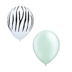  Zebra and Pearl Green Party Balloons Set of 12 11inch 