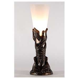  Bronzed Griffin and Glass Table Top Torchiere Uplight Lamp 