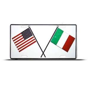  Italian American Flag Metal License Plate Wall Sign 