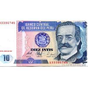  Peru Ten (10) Intis Banknote: Everything Else