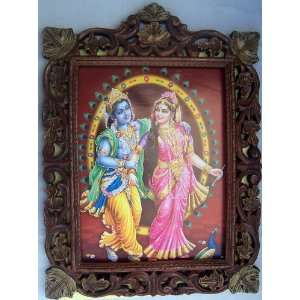  Radha Krishna & Peacock poster painting in Wood Crafts 