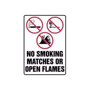 NO SMOKING MATCHES OR OPEN FLAMES (W/GRAPHIC) Sign   10 x 7 Adhesive 