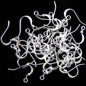    50 14mm silver plated earring hook wires findings: Home & Kitchen