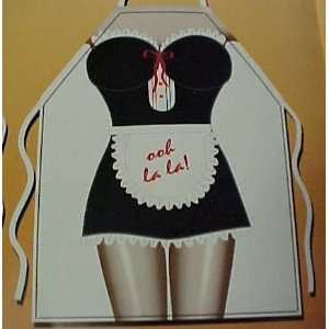  Apron OOh LA LA French maid ivory apron: Home & Kitchen