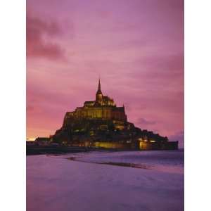  Mont Saint Michel (Mont St. Michel) at Sunset, La Manche 