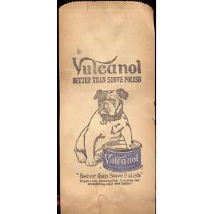    Antique Vulcanol Stove Top Polish Bag Bulldog 1910 