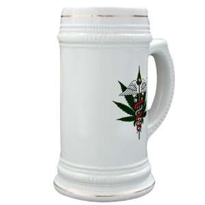   Stein (Glass Drink Mug Cup) Medical Marijuana Symbol 