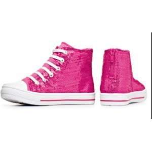 Kids Pink Sequin High top Sneaker Size 3:  Sports 