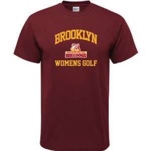  Brooklyn College Bulldogs Maroon Womens Golf Arch T Shirt 