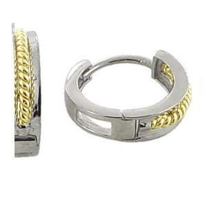  Framed Twist Thin Band Two Tone 14K Yellow & White Gold 