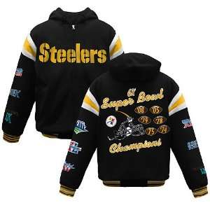  Pittsburgh Steelers Six Time Champs Fleece Jacket: Sports 