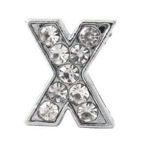 12x DIY Jewelry Making 3D Alphabet Platinum Slide Charm   Letter X 