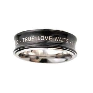  Mens Black True Love Waits Spinner Ring: Jewelry