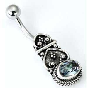  14g 7/16 Bali DROPS Sterling Silver Navel Belly Jewelry 