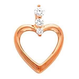  14K Rose Gold Diamond Heart Pendant   0.19 Ct.: Jewelry