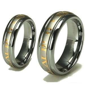   6mm) 18k Gold Roman Numeral Wedding Ring Band Set; (14) (13) Jewelry