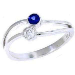 18CT Genuine Sapphire and Diamond Right Hand Ring in 14Kt White Gold 