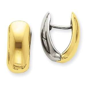  14k Two tone Reversible Hinged Hoop Earrings: Jewelry