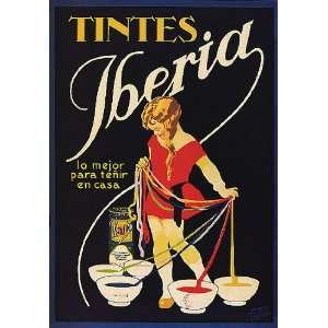  PAINT INK TINTES IBERIA GIRL SPAIN SMALL VINTAGE POSTER 