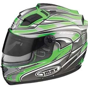   Racing Snowmobile Helmet   Green/Silver/White / 2X Large Automotive