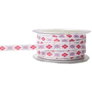  May Arts 3/8 Inch Wide Ribbon, Lavender and Pink Argyle 