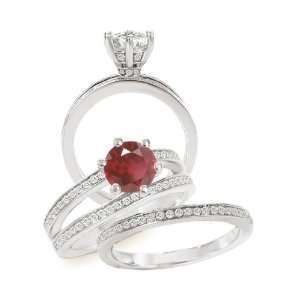  18k Chatham lab grown 6.5mm round ruby engagement ring 