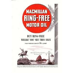  1944 Ad MacMillan Ring Free Motor Oil Original Vintage Print Ad 