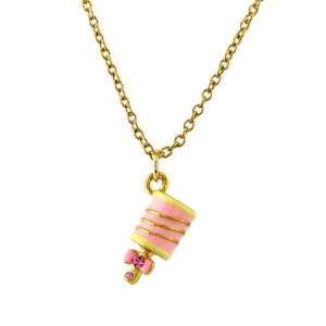   Glistering Baby Handbell Pendant with Pink CZ and Necklace (3083