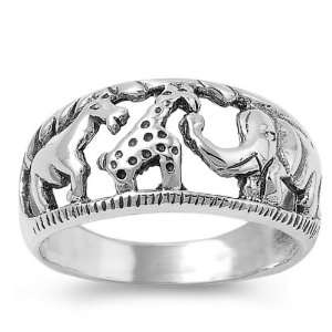  Sterling Silver Safari Animal Ring, Size 6: Jewelry