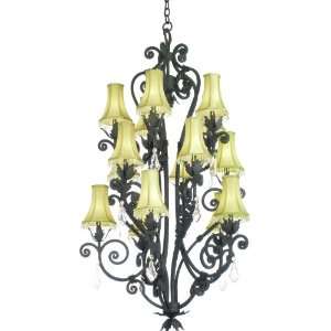 Kalco 3233 /C72RC Rustic Wellington Tuscan 15 Light Foyer With Crystal 