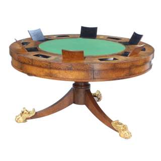 Burr Walnut Drum Card Games Casino Roulette Table  