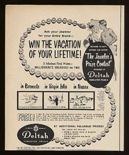 1957 Deltah Pearl Necklace Contest Print Ad  