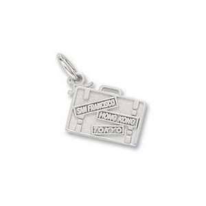  3713 Suitcase Charm   Sterling Silver: Jewelry