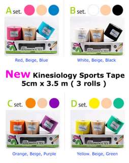 New Kinesiology Sports Tape 3.5m x 3 rolls   Free Ship  
