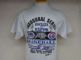 vtg COLORADO ROCKIES vs MONTREAL EXPOS t shirt 1993 L  