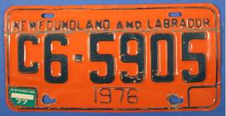 1977 NEWFOUNDLAND COMMERCIAL LICENSE PLATE #C65905  