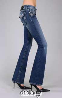 Miss Me Jeans Crystal Studs & Stones DK 93 Denim Boot Cut JW5141B8 Sz 