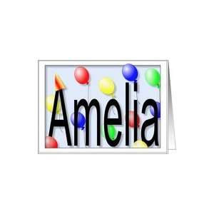  Amelias Birthday Invitation, Party Balloons Card Toys 