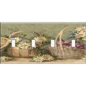  Four Switch Plate   Flower Baskets