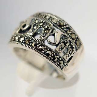 Lucky Elephants Marcasite S. Silver .925 Ring sz. 6  