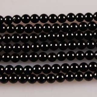 0987 4mm Black agate round loose beads  