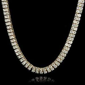  Yellow Gold Plated 2 Row CZ 36 Hip Hop Chain: Jewelry