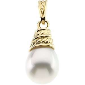  Mm Fine Drop 18K Yellow Gold South Sea Cultured Pearl Pendant: Jewelry