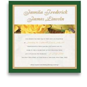   : 90 Square Wedding Invitations   Yellow Roses Glee: Office Products
