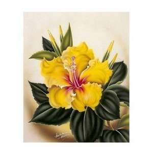  Hawaii Poster Yellow Hibiscus 9 inch by 12 inch