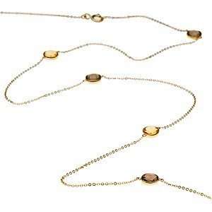   Quartz & Citrine Station Necklace set in 14 kt Yellow Gold: Jewelry