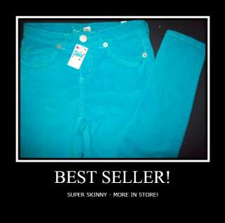 New JUSTICE Girls Size 14 Super Skinny Cords Teal Blue Corduroy Jean 