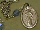 Blue Pearl Decade Rosary ~Divine Mercy Chaplet w Relic  
