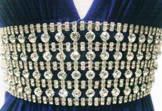   Marlin Blue Swarovski Crystals Deep V Braided Mini Party Dress  